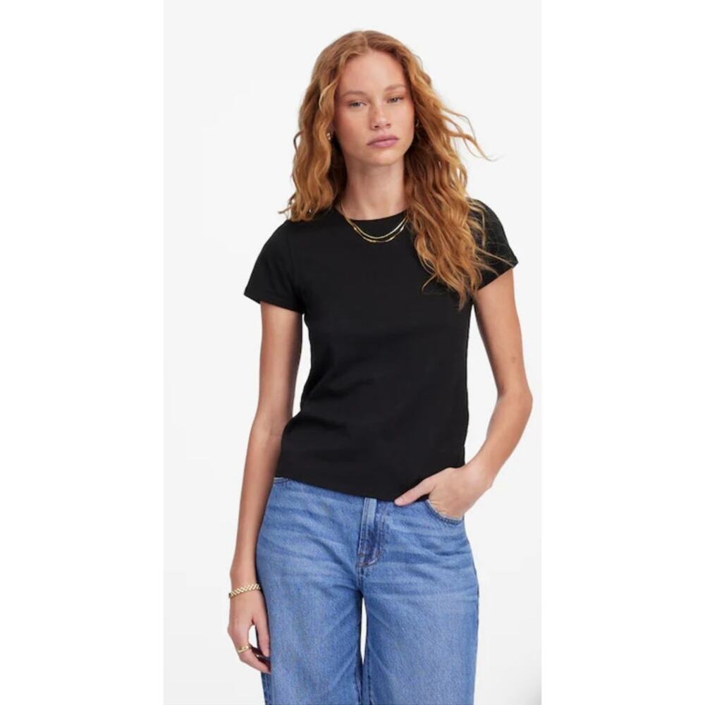 NWT Madewell Essential Slim Tee in Lightweight Cotton Black L